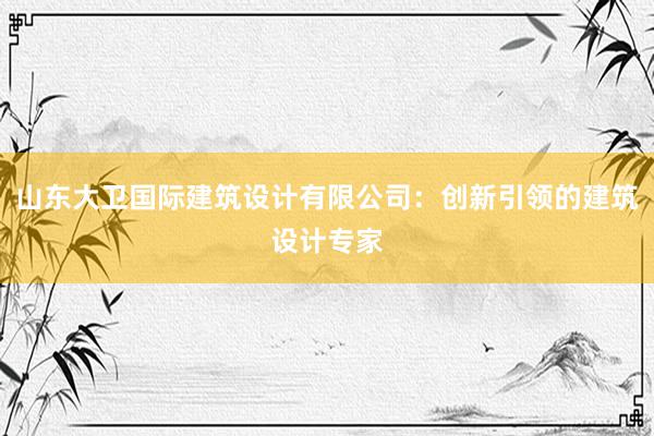 山东大卫国际建筑设计有限公司：创新引领的建筑设计专家